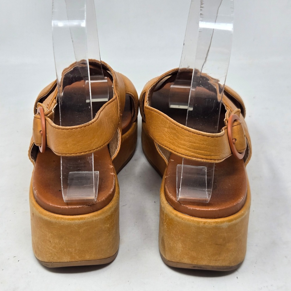 Camper Misia Tan Leather Cross Strap Platform Wedge Sandals K200985-004 Size 36 - Picture 5 of 12